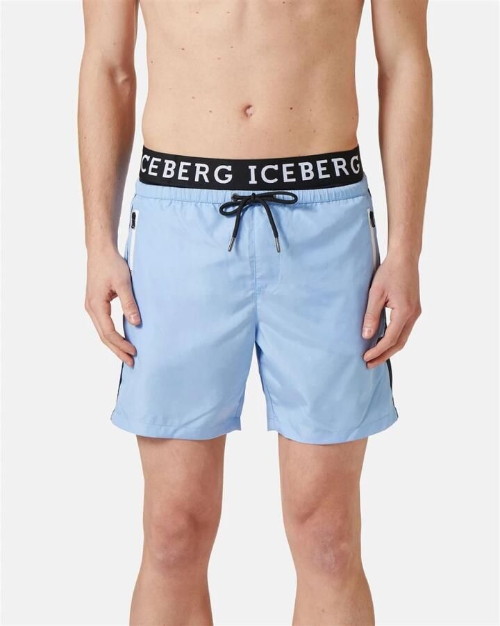 Iceberg Logo Boxer Zwembroek met Trekkoord Taille Blue Heren - Foto 5