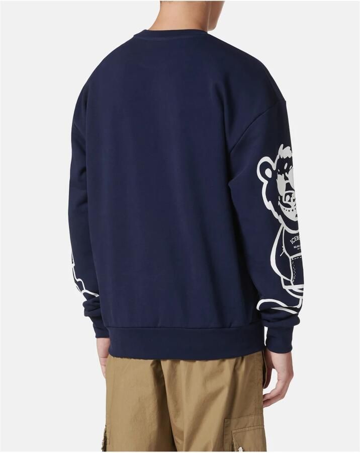 Iceberg Regular fit blauwe crewneck sweatshirt met beerprint en logoborduursel Blue Heren - Foto 3