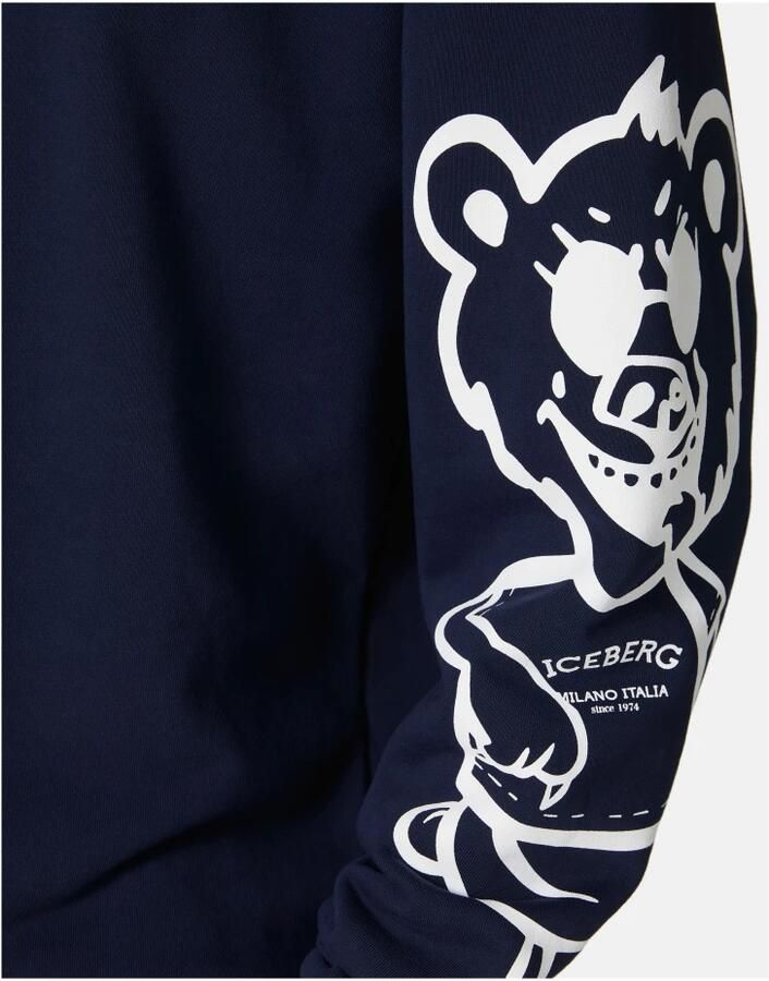 Iceberg Regular fit blauwe crewneck sweatshirt met beerprint en logoborduursel Blue Heren - Foto 5