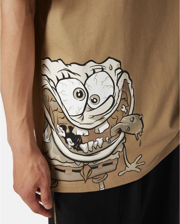 Iceberg Regular fit modderkleurig T-shirt met SpongeBob-print in jersey Brown Heren