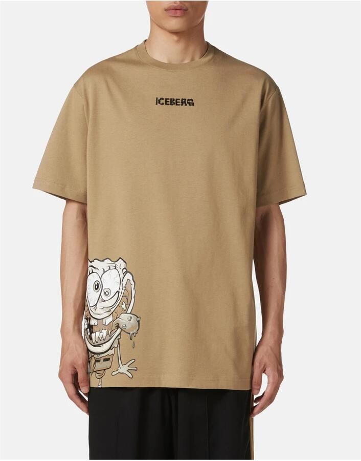 Iceberg Regular fit modderkleurig T-shirt met SpongeBob-print in jersey Brown Heren - Foto 4