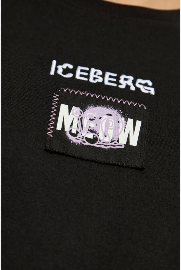 Iceberg Zwarte regular fit T-shirt van GOTS-gecertificeerde interlock stof Black Heren - Foto 7