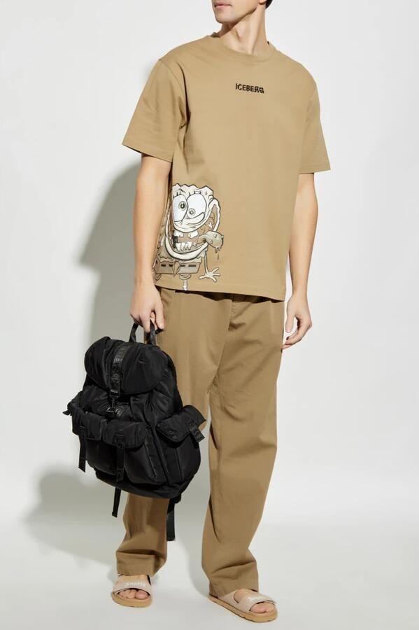 Iceberg Regular fit modderkleurig T-shirt met SpongeBob-print in jersey Brown Heren - Foto 7