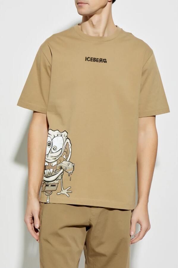 Iceberg Regular fit modderkleurig T-shirt met SpongeBob-print in jersey Brown Heren - Foto 8