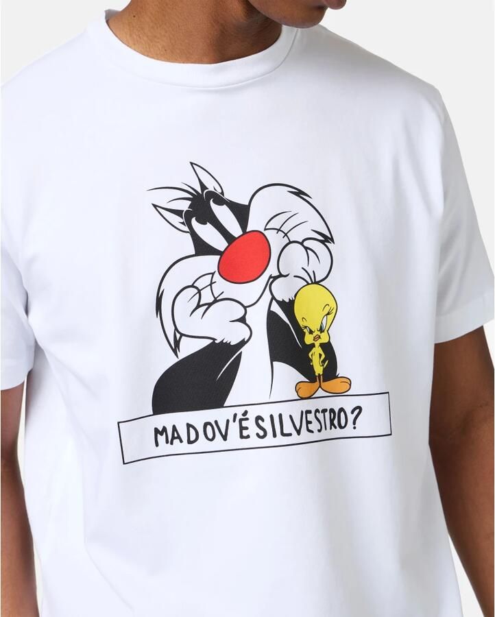 Iceberg Wit katoenen T-shirt met Looney Tunes-print White Heren