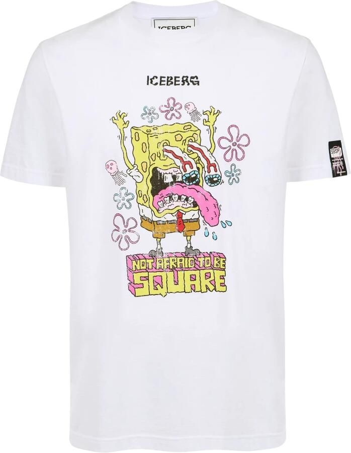 Iceberg Wit regular fit T-shirt met SpongeBob-print White Heren