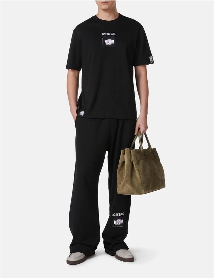 Iceberg Zwarte regular fit T-shirt van GOTS-gecertificeerde interlock stof Black Heren - Foto 6