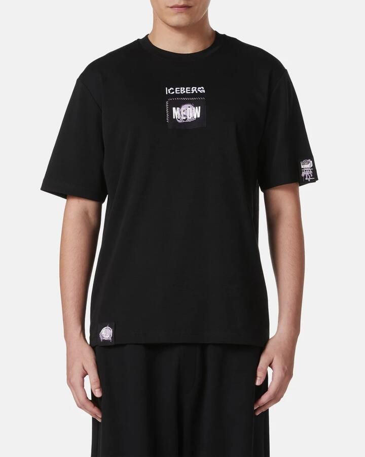 Iceberg Zwarte regular fit T-shirt van GOTS-gecertificeerde interlock stof Black Heren - Foto 5