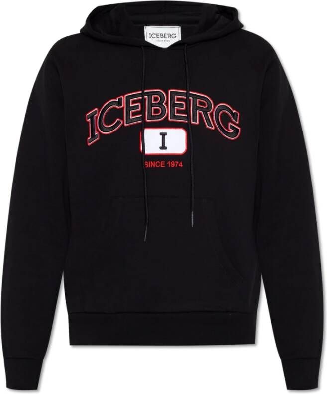 Iceberg Katoenen hoodie Zwart Heren
