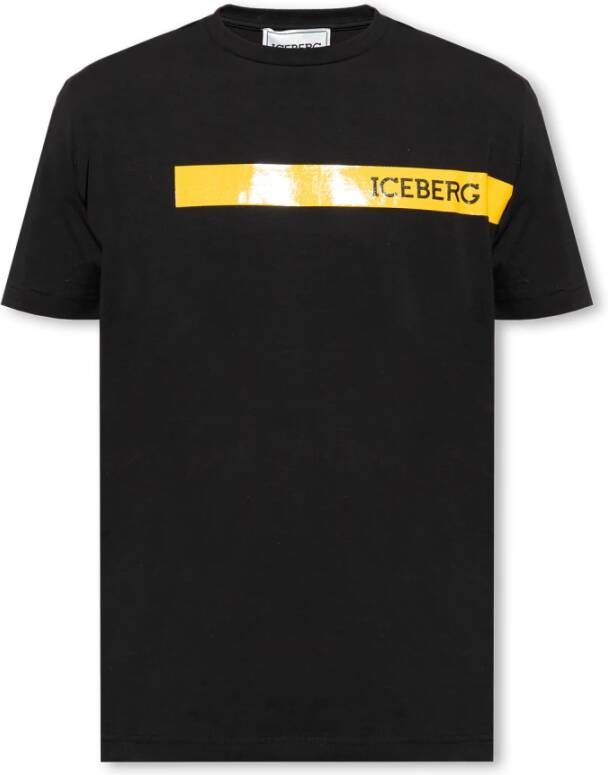 Iceberg Katoenen T-shirt Zwart Heren
