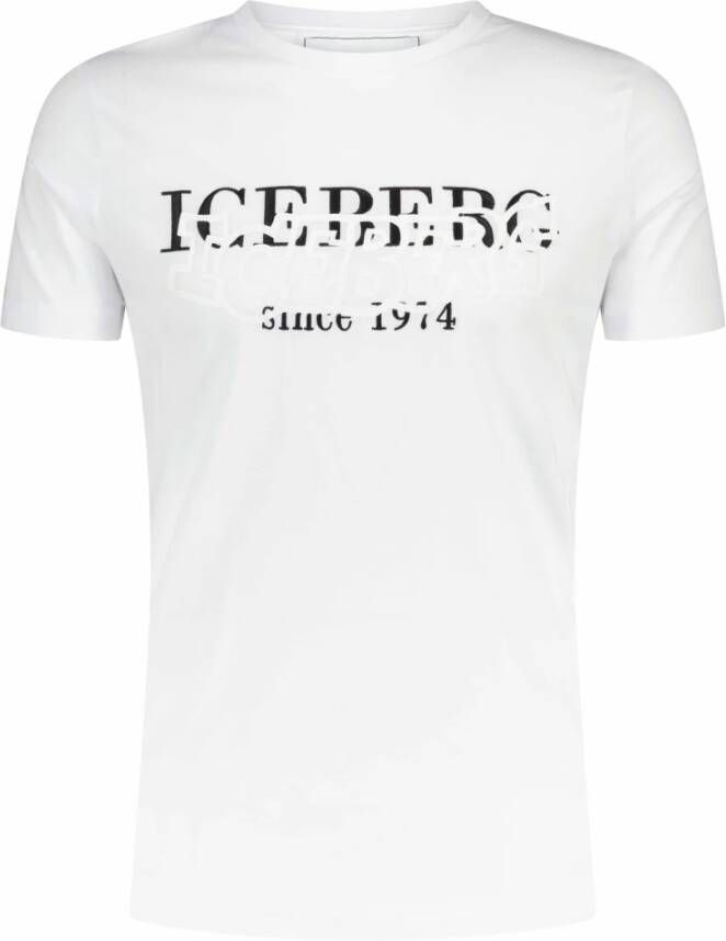 Iceberg Heren Wit Katoenen T-Shirt met Dubbel Logo White Heren