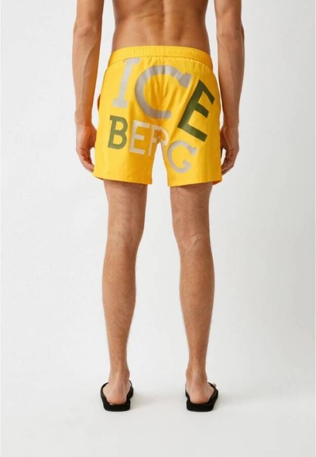 Iceberg Logo Print Zwembroek Heren Geel Heren