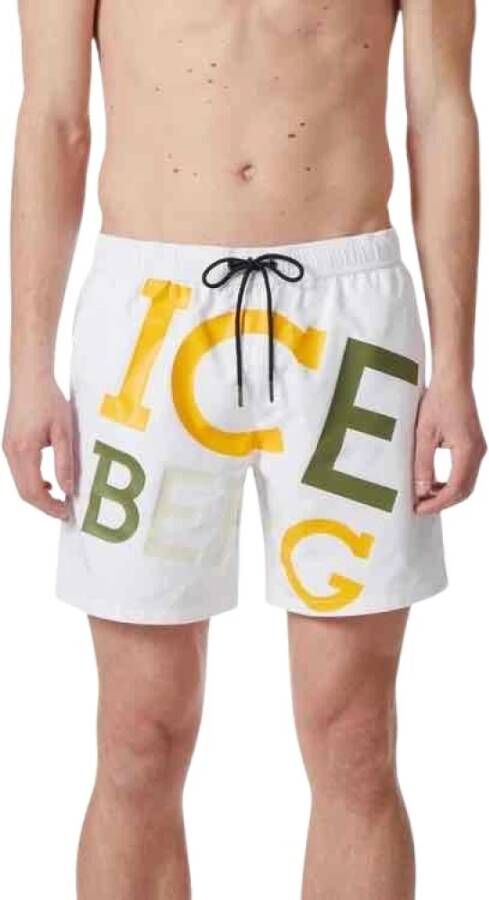 Iceberg Logo Print Zwembroek Heren Wit Heren