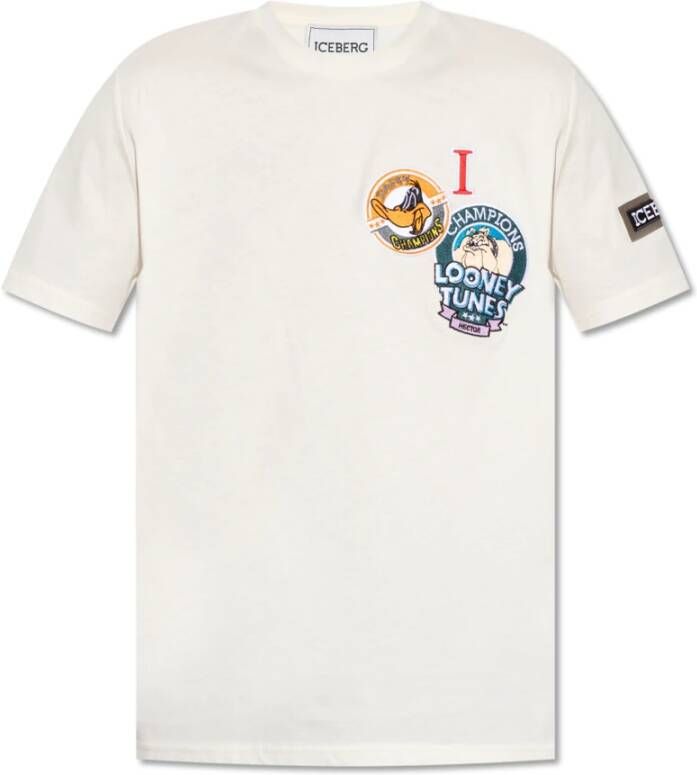 Iceberg T-shirt Jersey Ecru F01C 6301 1329 White Heren