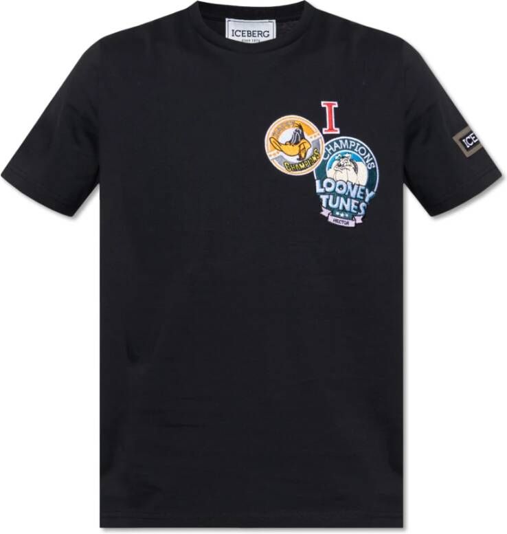 Iceberg Looney Tuned Patch Katoenen T-shirt Black Heren