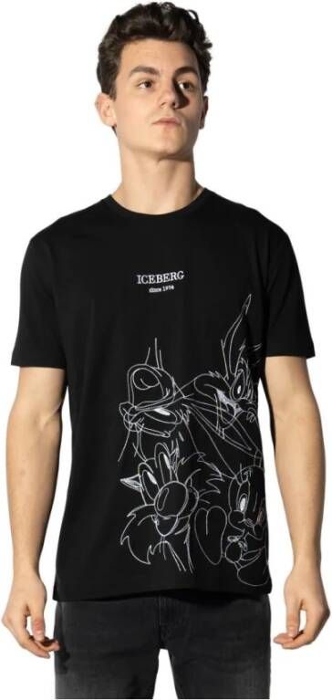 Iceberg Looney Tunes Zwart Outline T-shirt Zwart Heren