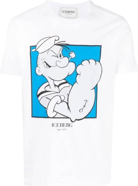 Iceberg Popeye tee groot gezicht Wit Heren