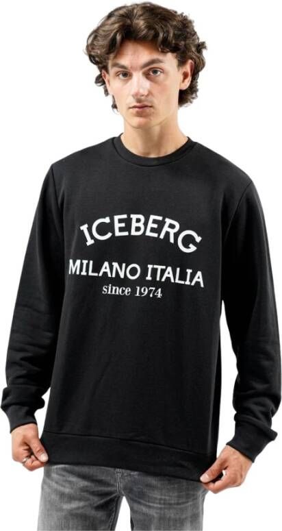 Iceberg Zwarte Sweater met Witte Details Black Heren