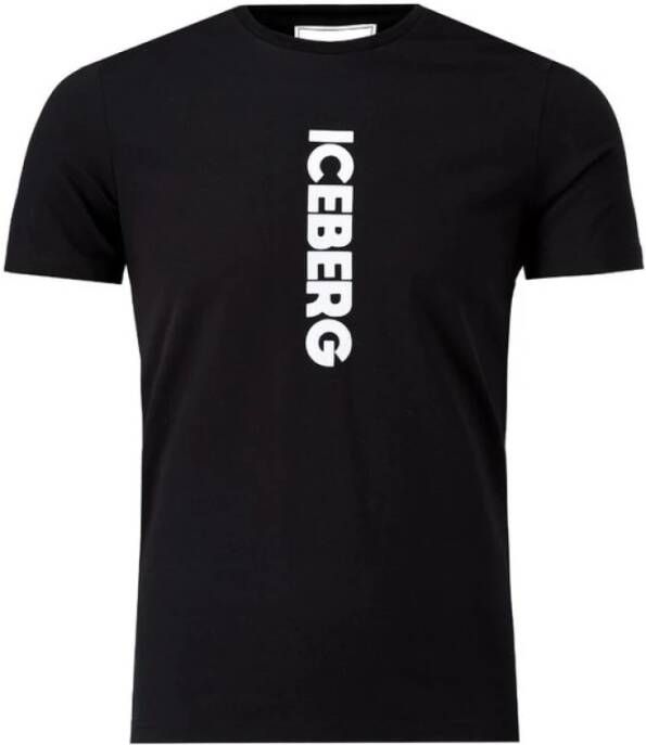 Iceberg T-shirt Black Refl Front Zwart Heren