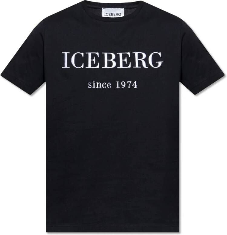 Iceberg T-shirt met logo Zwart Heren