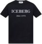 Iceberg Zwart Katoenen Jersey T-Shirt met Wit Logo Black Heren - Thumbnail 1