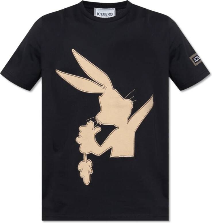 Iceberg Zwart T-Shirt met Design Black Heren