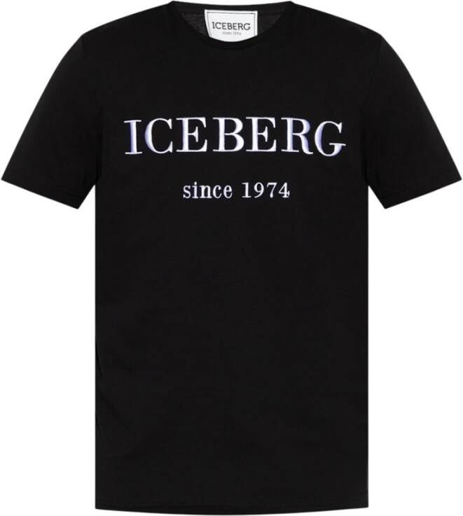 Iceberg T-shirt met logo Zwart Heren