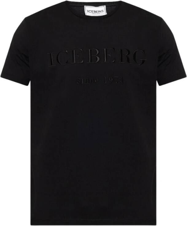 Iceberg Zwart Logo Crewneck T-shirt Black Heren