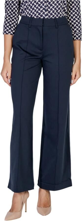 Ichi Blauwe effen broek met ritssluiting Blue Dames - Foto 4