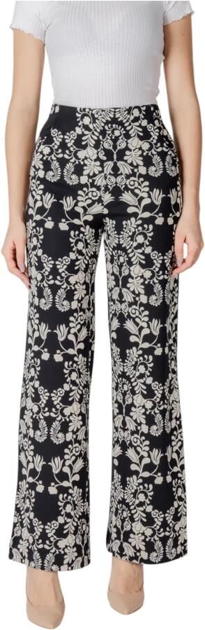 Ichi Bloemenprint broek met voorzakken Black Dames - Foto 3