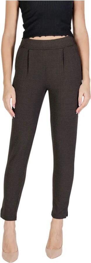 Ichi Bruine ritsvastgemaakte herfst winter broek Brown Dames