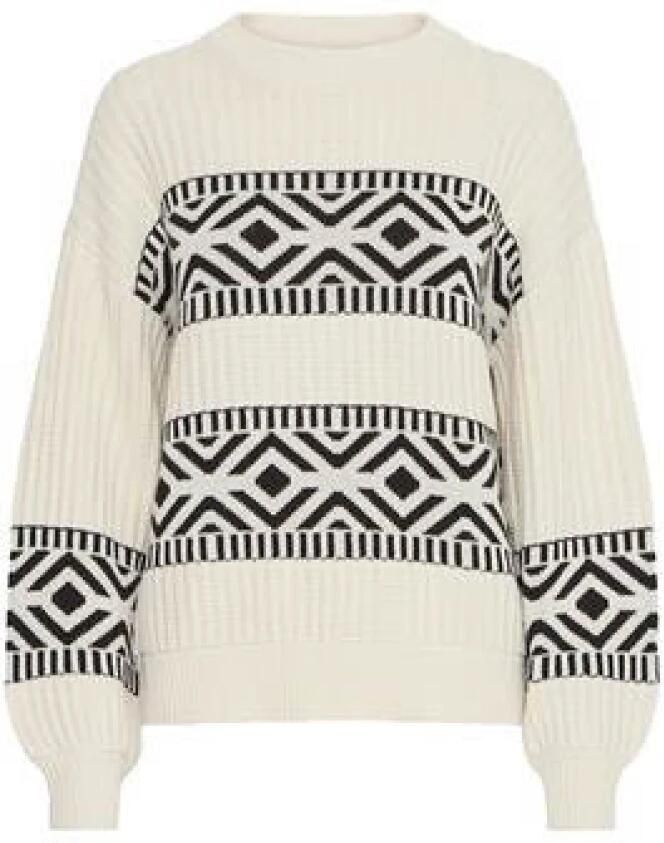 Ichi Gebreide Berken Trui White Dames