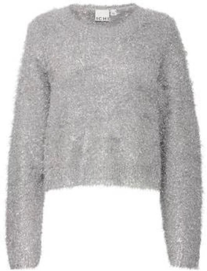 Ichi Gebreide Zilveren Trui Gray Dames