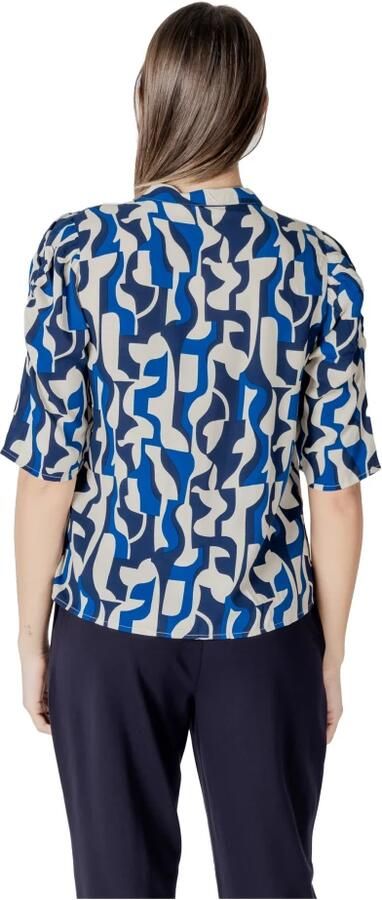 Ichi Geometrisch Patroon Ronde Hals Tas Blue Dames