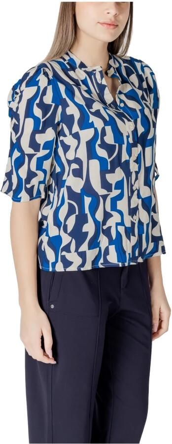 Ichi Geometrisch Patroon Ronde Hals Tas Blue Dames - Foto 2