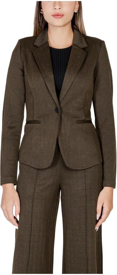 Ichi Elegante Jacquard Blazer Jas Zwart Lizard Green Dames - Foto 6
