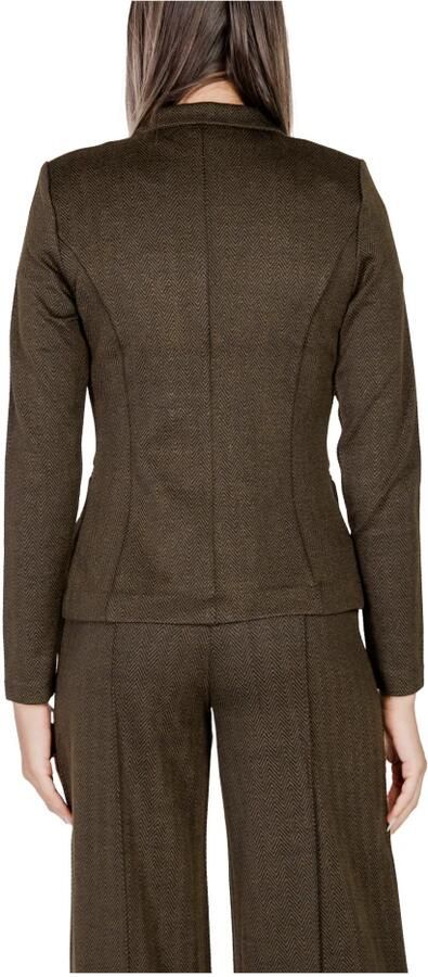 Ichi Elegante Jacquard Blazer Jas Zwart Lizard Green Dames - Foto 5