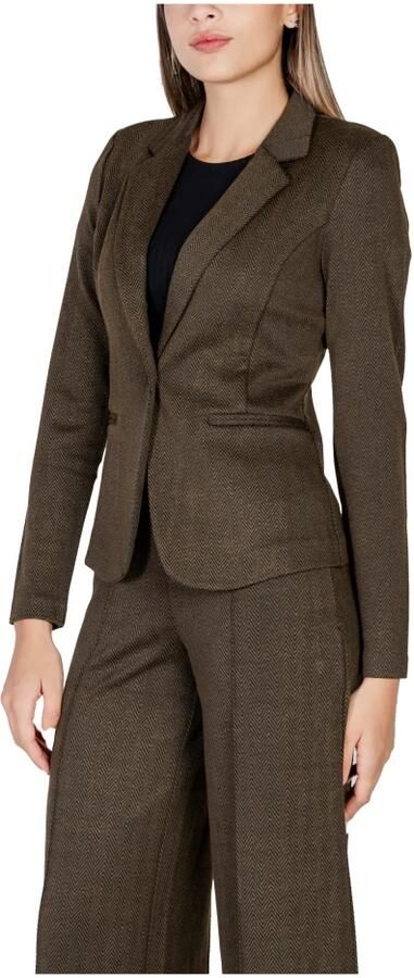 Ichi Elegante Jacquard Blazer Jas Zwart Lizard Green Dames - Foto 7