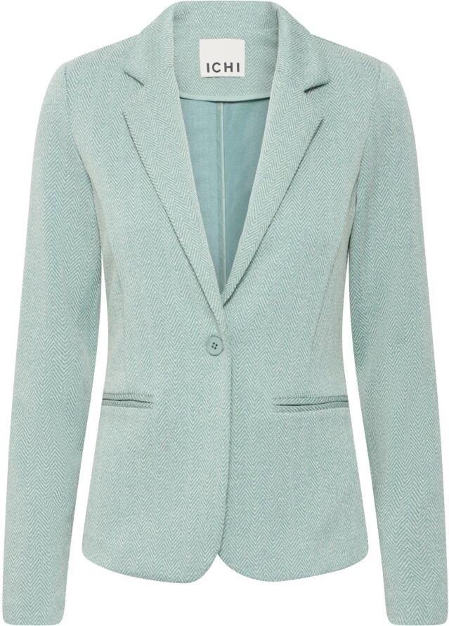 Ichi Groene Herringbone Blazer Jas Green Dames