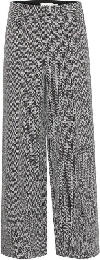 Ichi Herringbone Jacquard Broek Zwart Wit Gray Dames - Foto 4