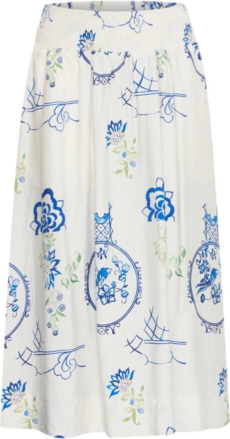 Ichi Klassieke hoge taille rok Big Scale Tile White Dames