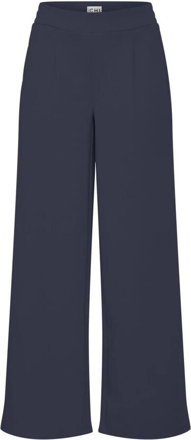 ICHI high waist wide leg pantalon IHKATE SUS LONG WIDE van polyester donkerblauw - Foto 6