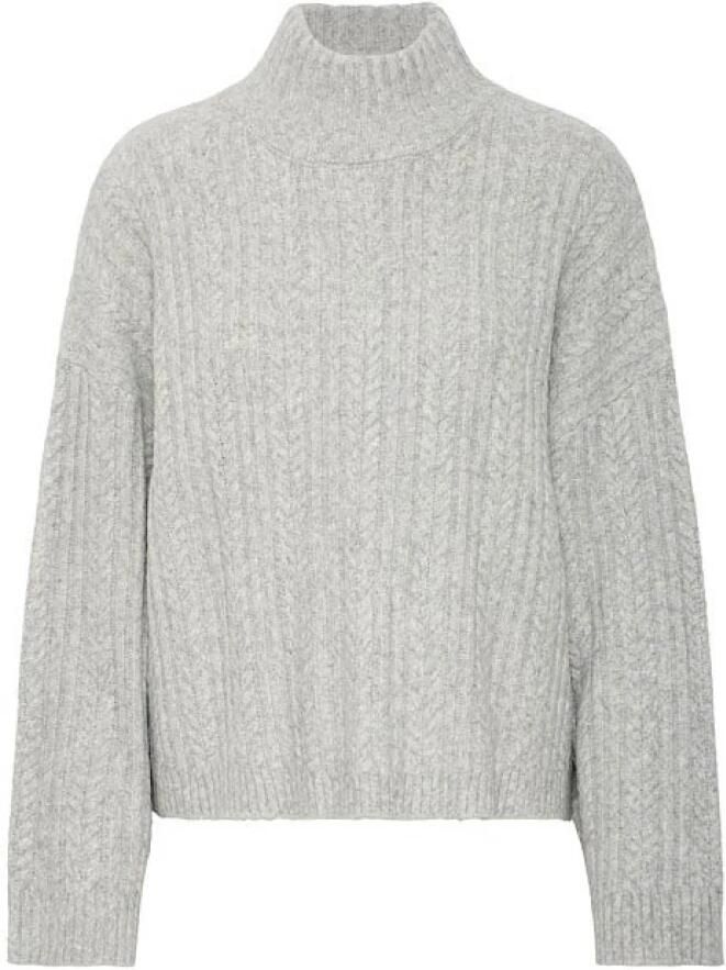 Ichi Lichtgrijs Melange Gebreide Trui Gray Dames