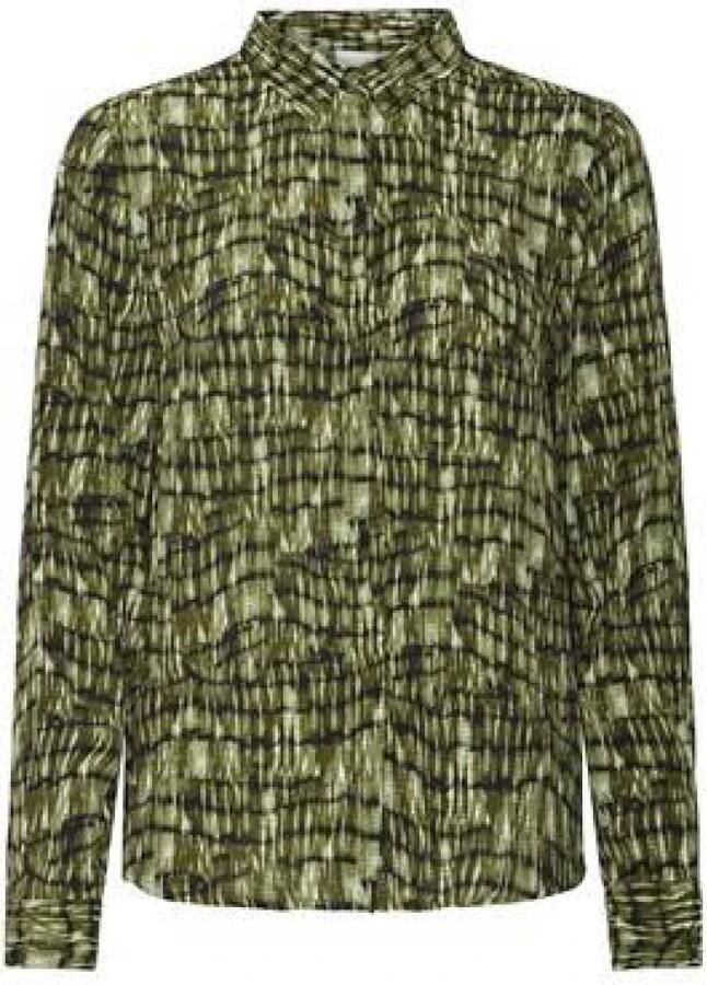 ICHI blouse IHKATONIA met all over print limegroen groen