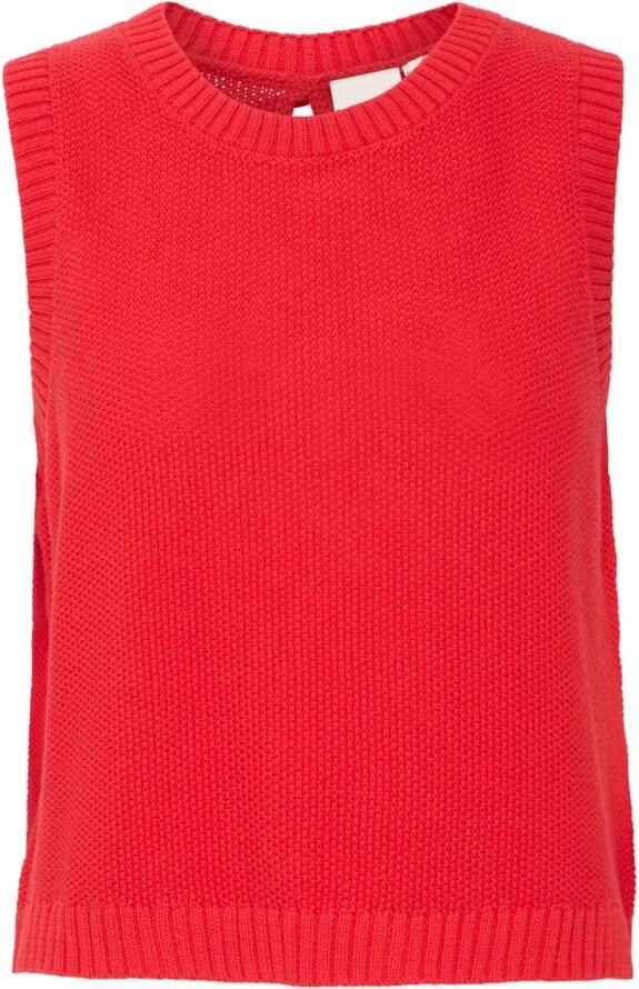 Ichi Rode Gebreide Trui met Open Rug Red Dames - Foto 3