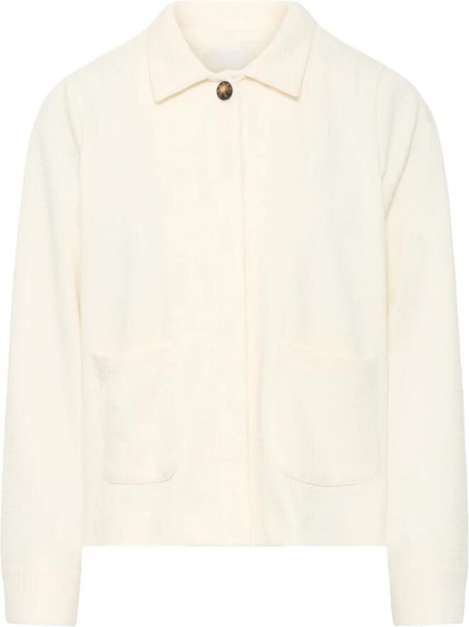 Ichi Stijlvolle Jas met Verborgen Knoopsluiting Beige Dames