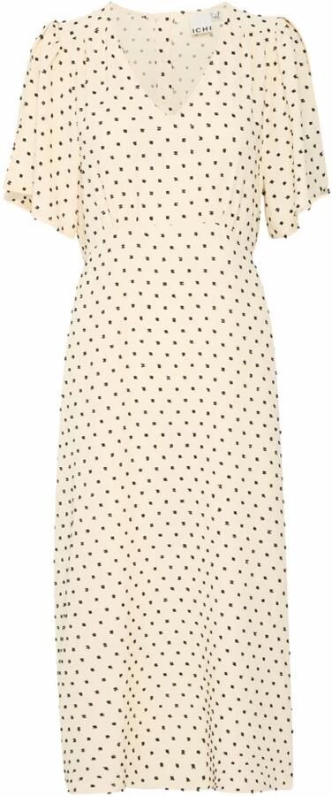 Ichi Vrouwelijke Jurk met Volantmouwen Beige Dames