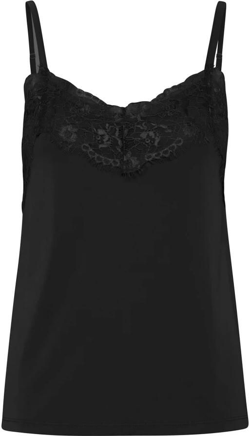 Ichi Zwarte Kant Top & T-Shirts Black Dames
