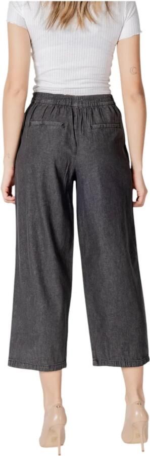 Ichi Zwarte katoenen broek met zakken Black Dames