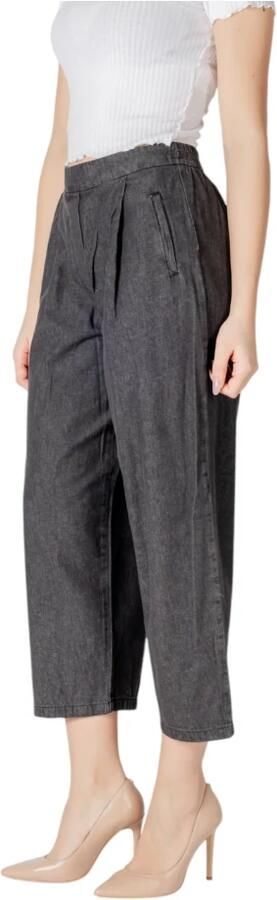 Ichi Zwarte katoenen broek met zakken Black Dames - Foto 2